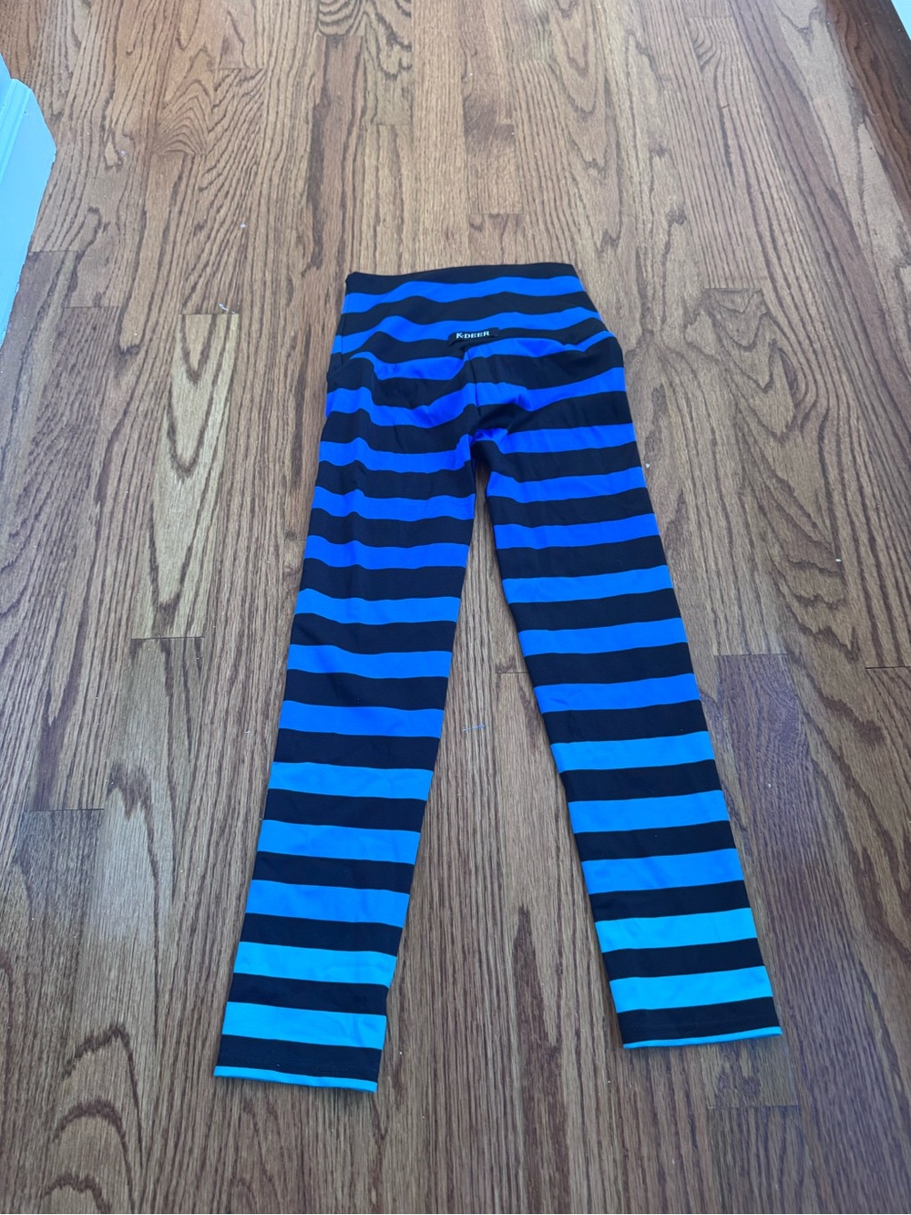 K-DEER Royal Blue and Black Striped Leggings